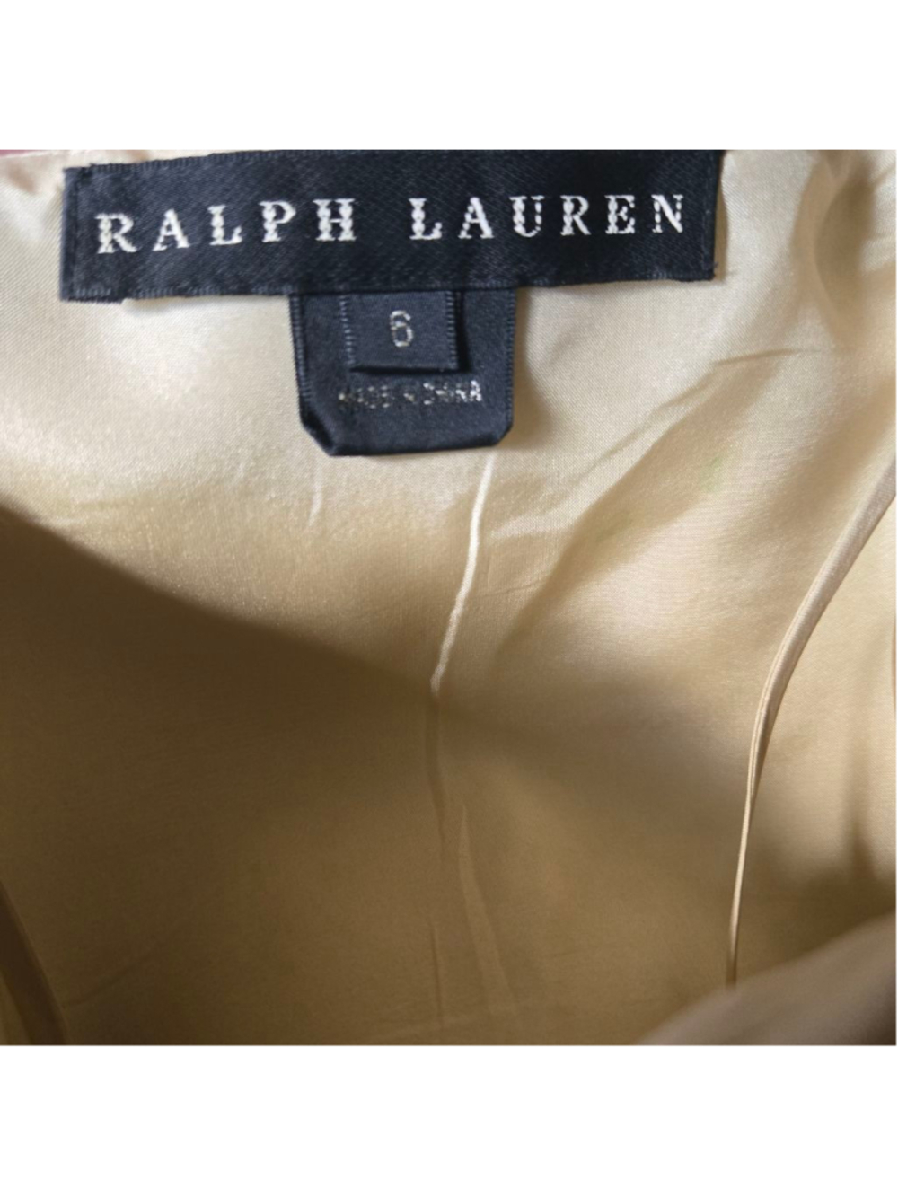 BLACK LABEL RALPH LAUREN Ruched Strapless dress size 6 champagne gold - Picture 6 of 9